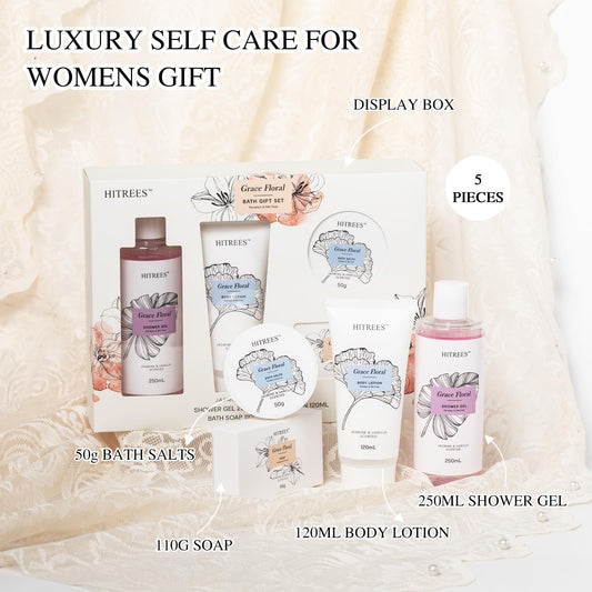 Hitrees face skin care set featuring premium facial products for on-the-go pampering.