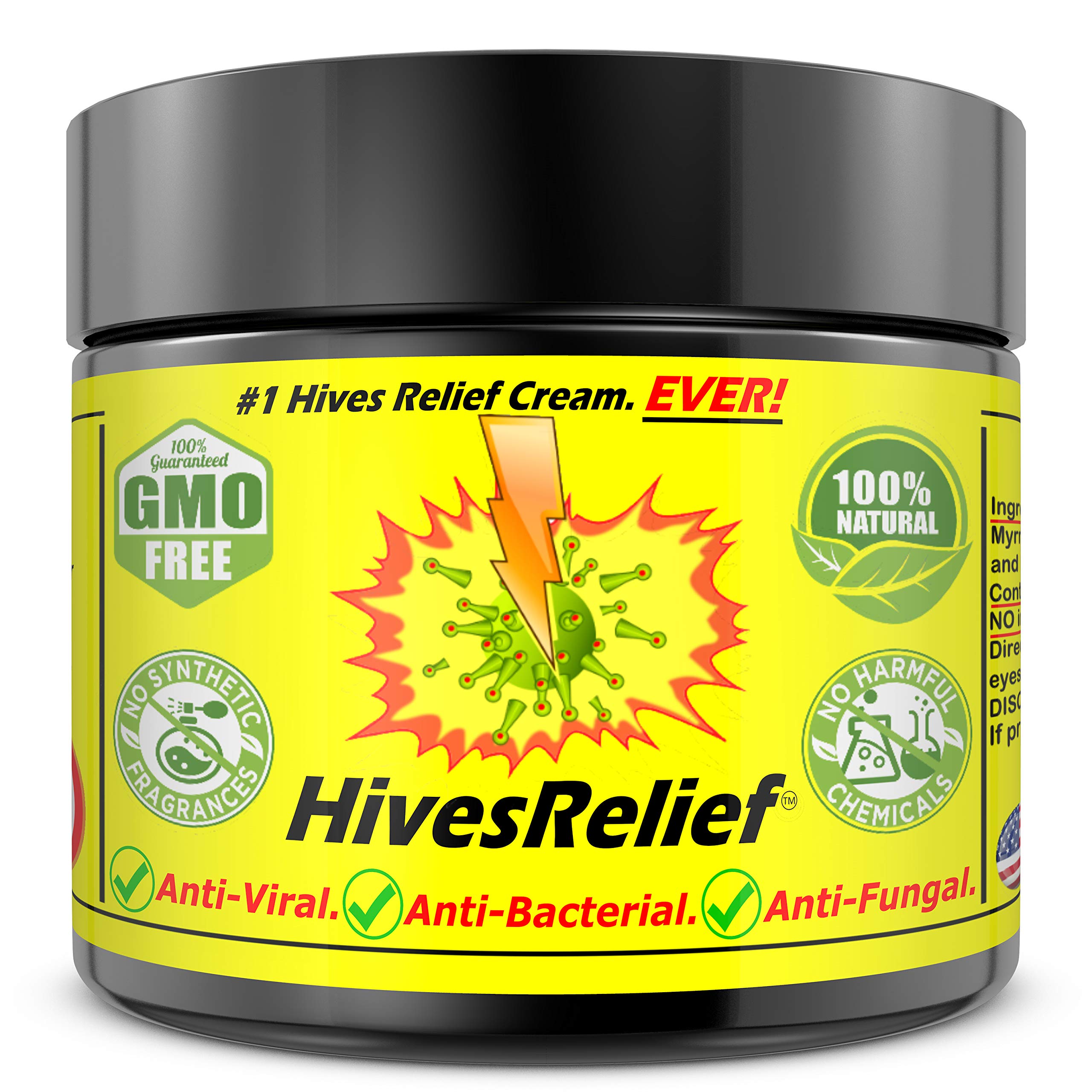 HivesRelief Cream bottle front for fast hive relief.