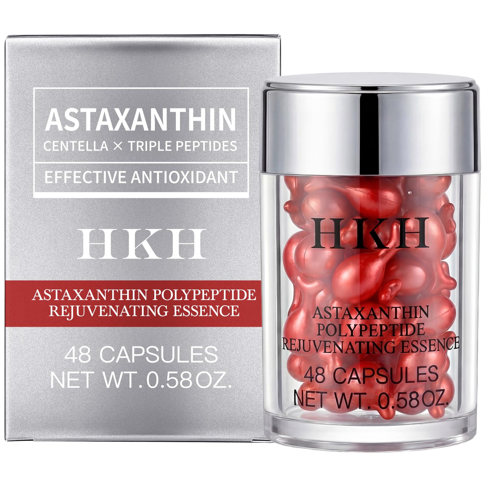 HKH Peptide Serum Capsules bottle shows travel-friendly packaging for daily use