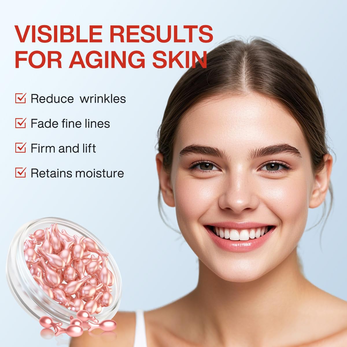 HKH Retinol Serum Capsules being applied to the face for gentle, precise use.