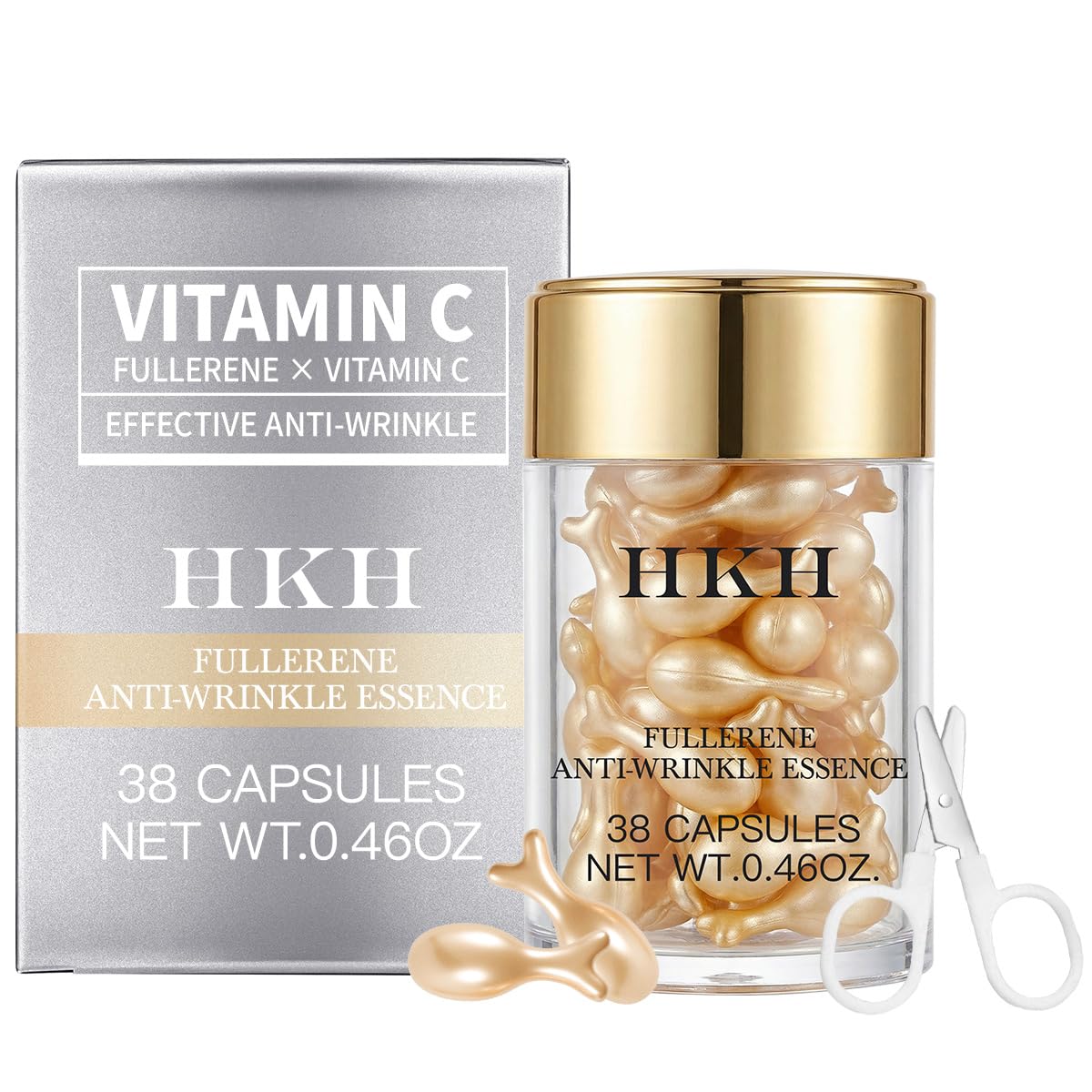 HKH Vitamin C Serum Capsules packaging close-up showing freshness and hermetic sealing