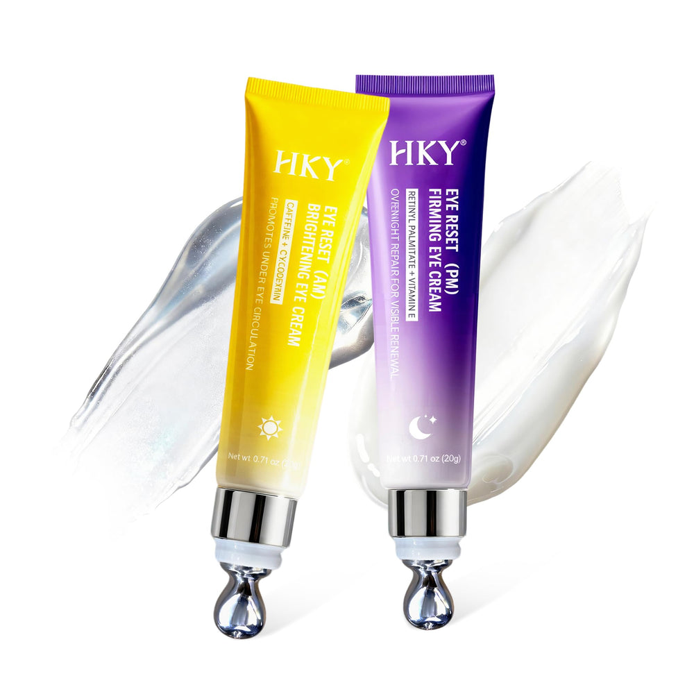 HKY Eye Cream being applied at night for overnight firming and refreshed look