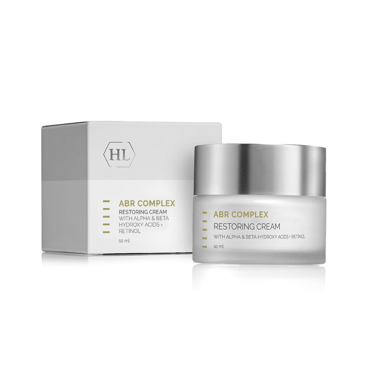HL ABR Complex Restoring Night Cream jar close-up, nourishing overnight elasticity support.