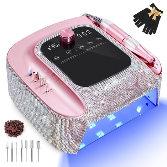 HNHFTT 2-in-1 nail lamp drill setup for compact home salon efficiency.