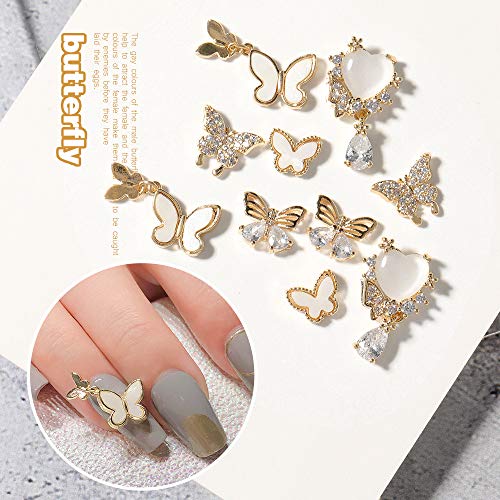 HNUIX butterfly charms shine on gel nails for a standout party style