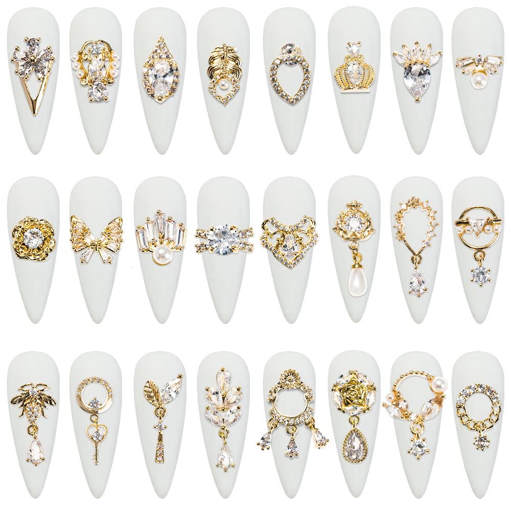 HNUIX nail art with gold copper zircon stones and tools