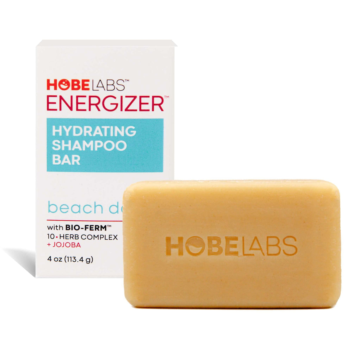 Hobe Labs Beach Day Shampoo Bar packaging shown for travel-friendly use