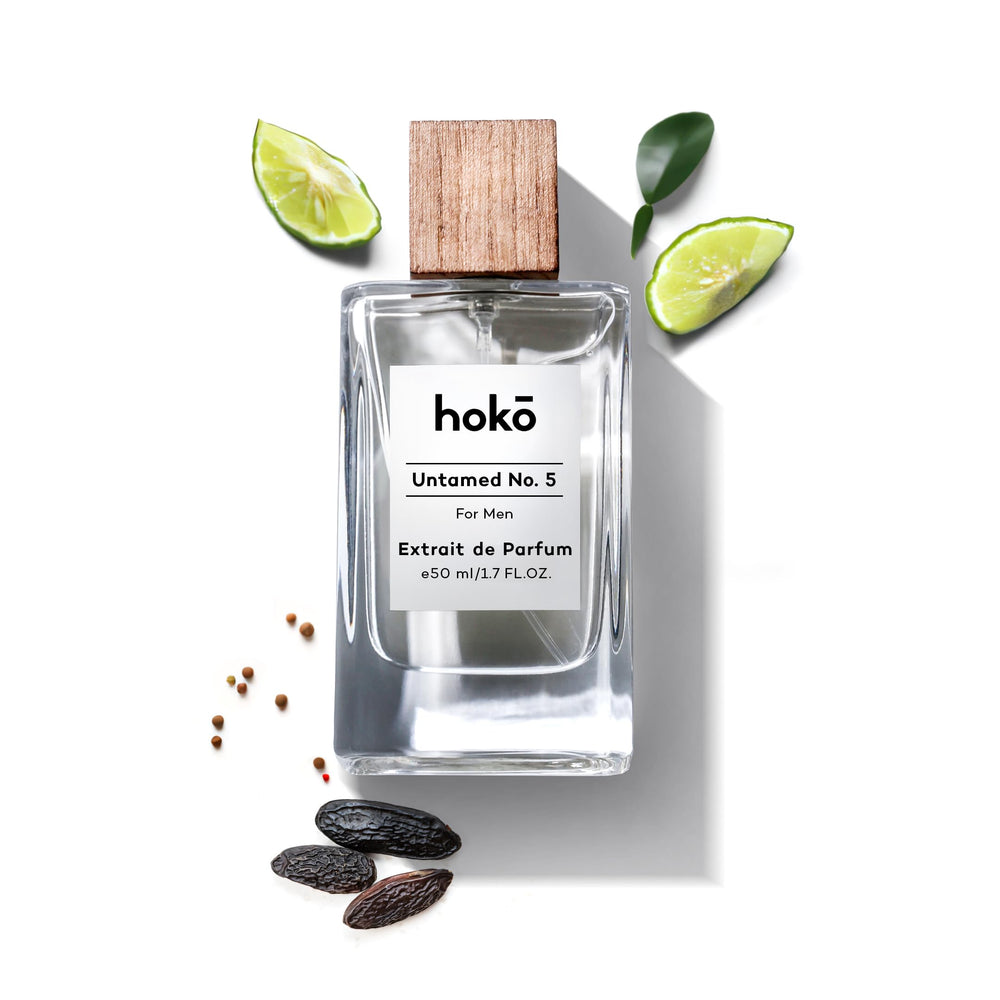 HOKO Untamed No. 5 front bottle with sleek, long-lasting fragrance.