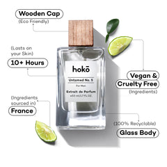 HOKO Untamed No. 5 glass bottle with amber-hued glow.