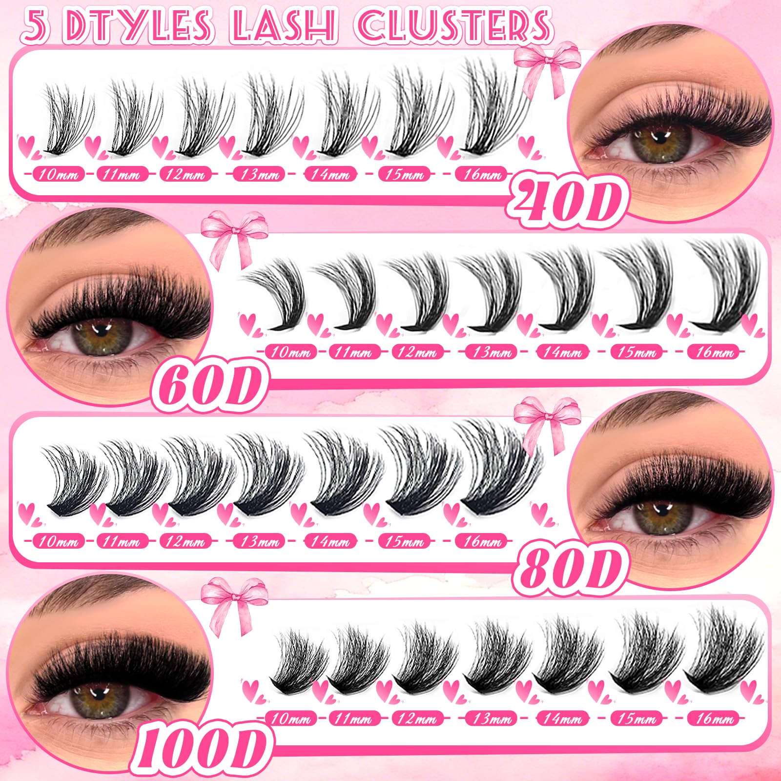 Holipet lash clusters 16mm length for dramatic elongation and shape retention.