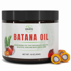 Holistic Depot Batana Oil bottle pour for smooth hair and skin hydration.