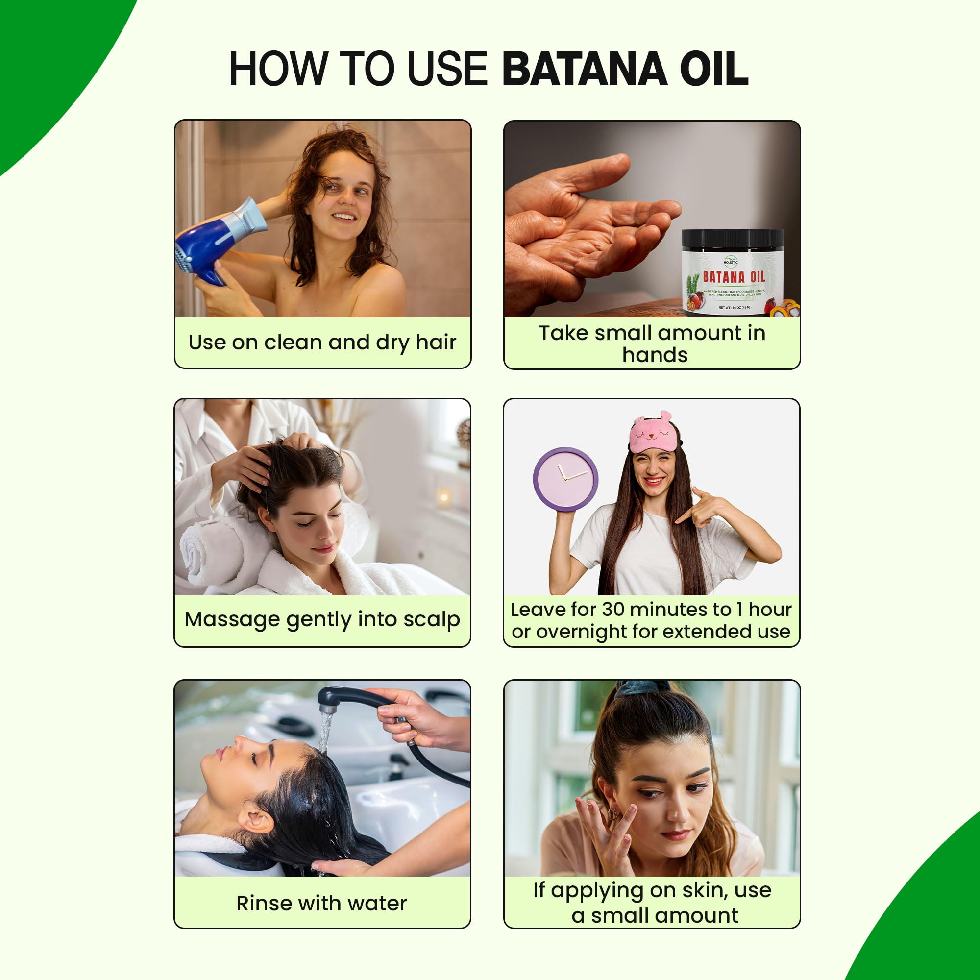 Holistic Depot Batana Oil hair care benefits with nourishing shine.