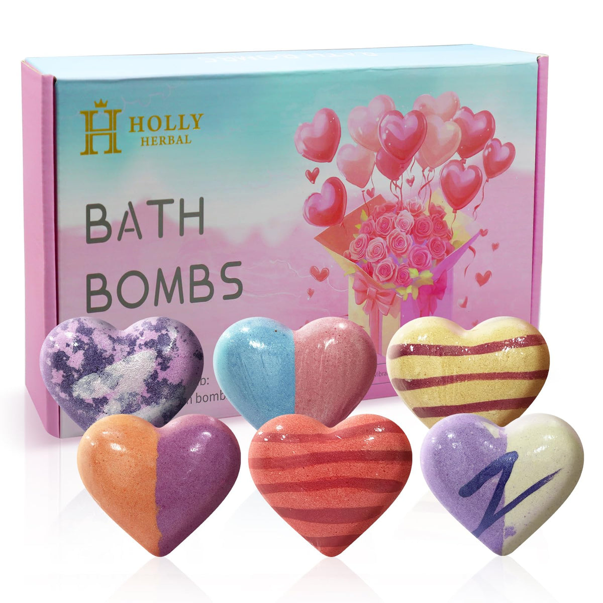 Holly Herbal XL bath bombs box showcases the spa-ready collection for a luxurious soak.