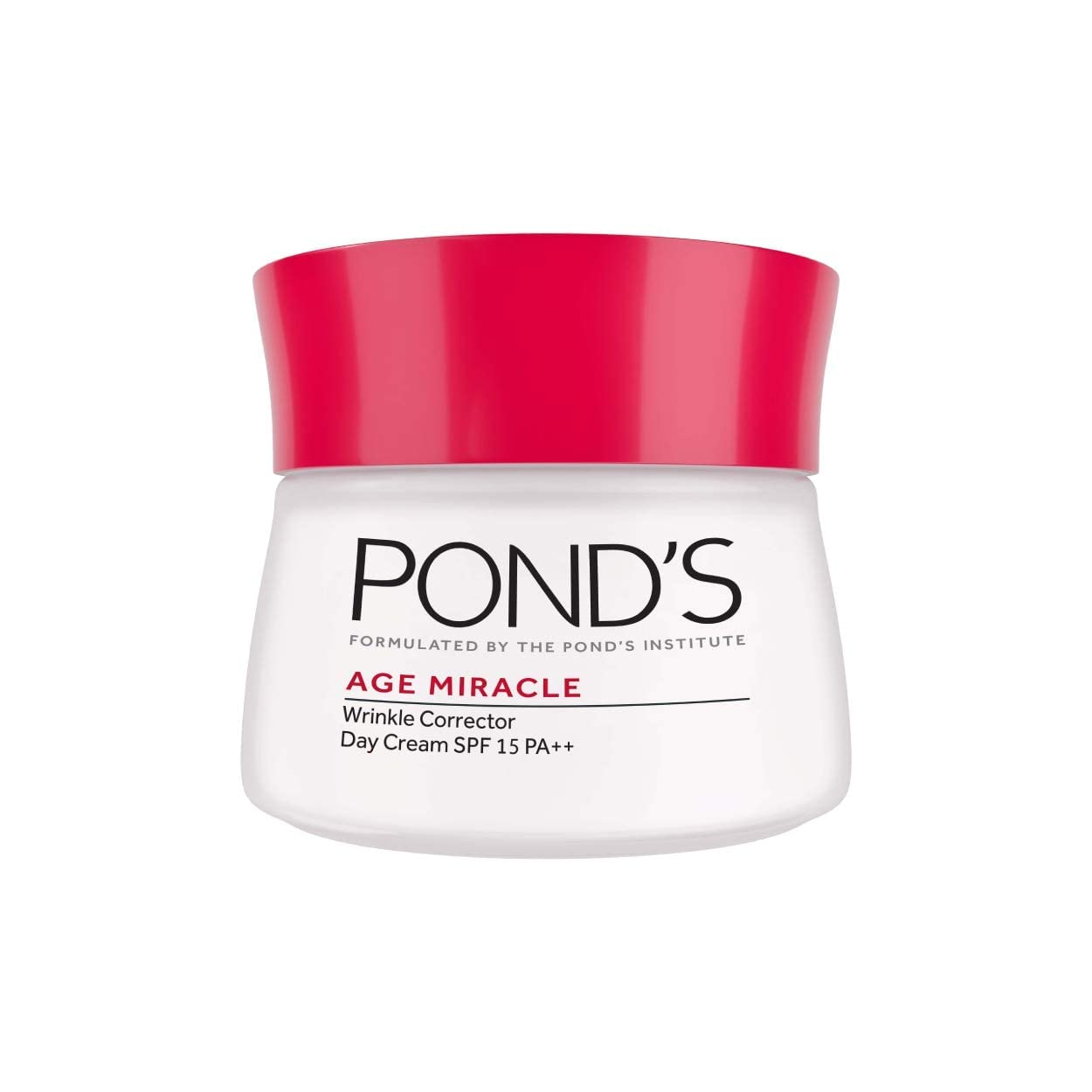 Holly Herbs Ponds Age Miracle Day Cream bottle front with SPF 15 for daily moisture.