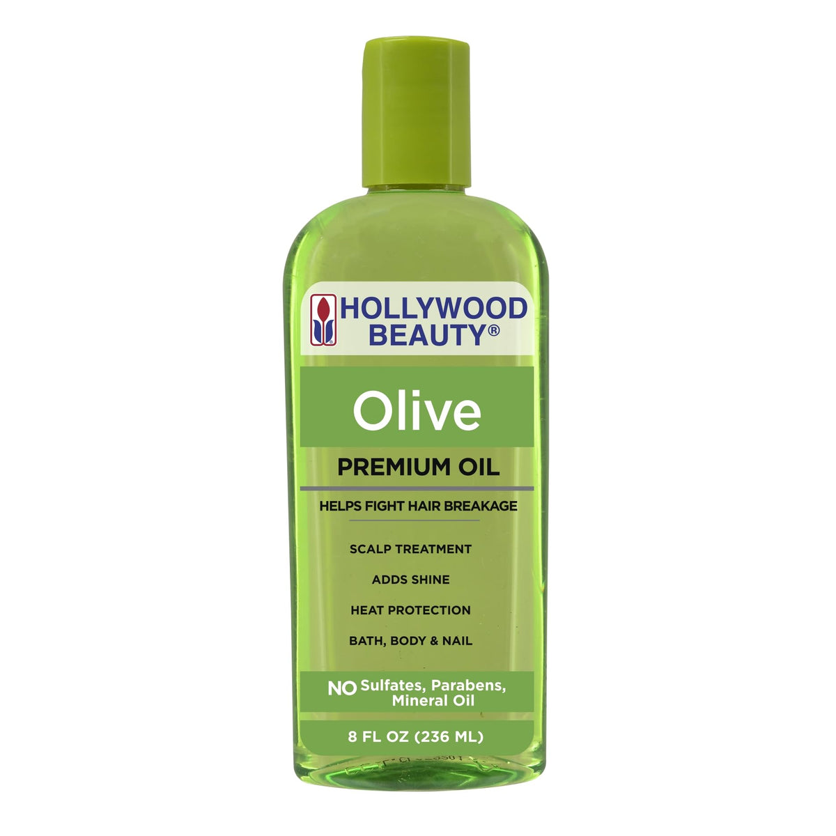 Hollywood Beauty Olive Oil Scalp Treatment bottle demonstrates rich nourishment for the scalp.