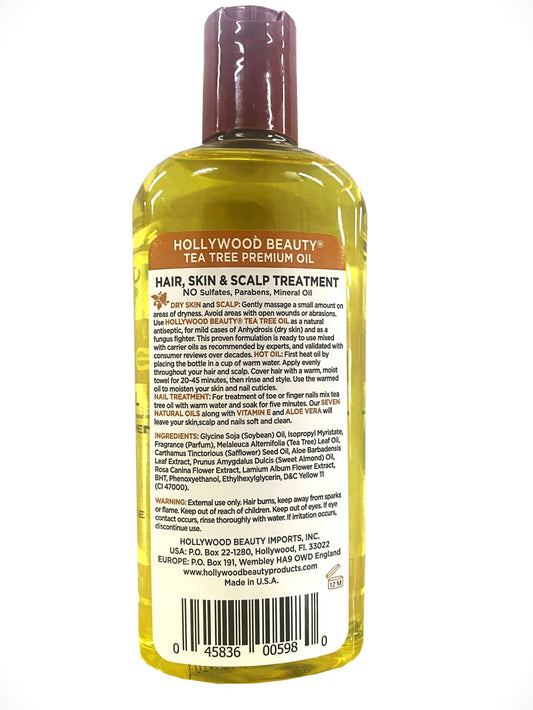 Hollywood Beauty Tea Tree Oil scalp-care application helps soothe and cleanse the scalp.