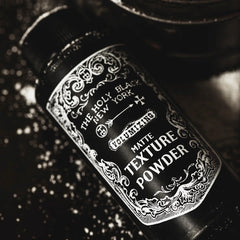 Makeup setting use with Holy Black powder for long-lasting matte look