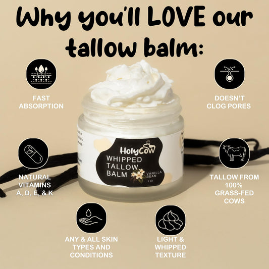 HolyCow grass-fed tallow sourcing highlights ethical skincare.