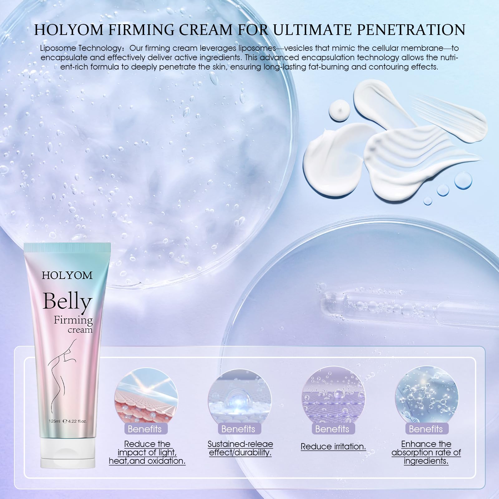 HOLYOM B Flat Belly Cream in jar setup with clean lines