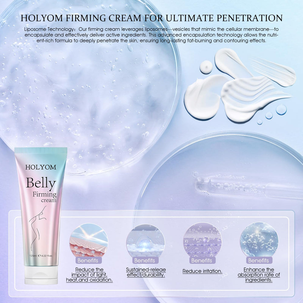 HOLYOM B Flat Belly Cream in jar setup with clean lines