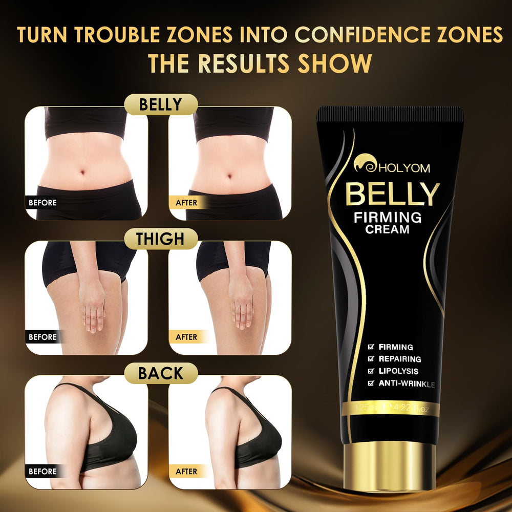 HOLYOM B Flat Belly Cream on buttocks—toning support for a smoother silhouette.