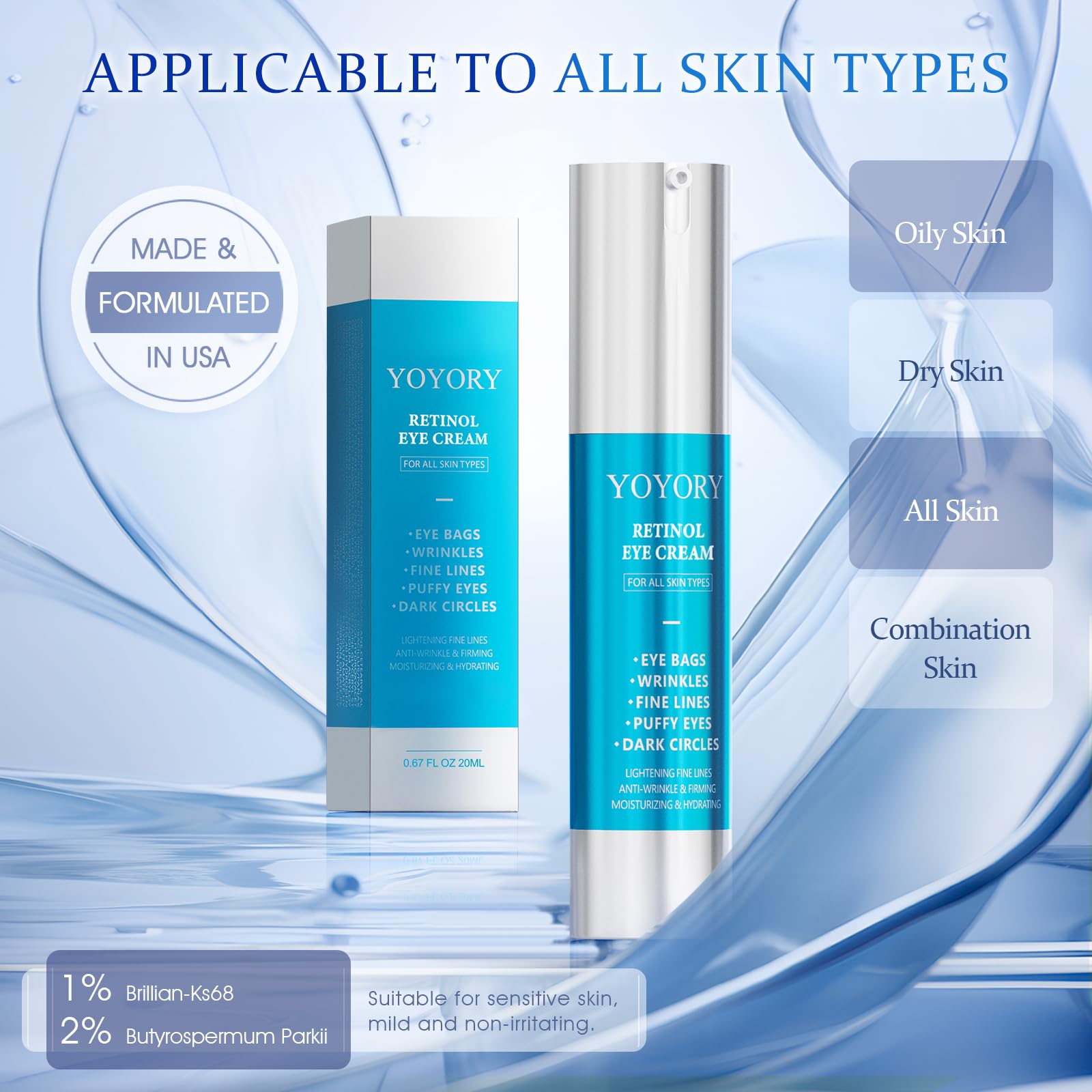 HOLYOM retinol under-eye cream packaging shows premium design for confidence