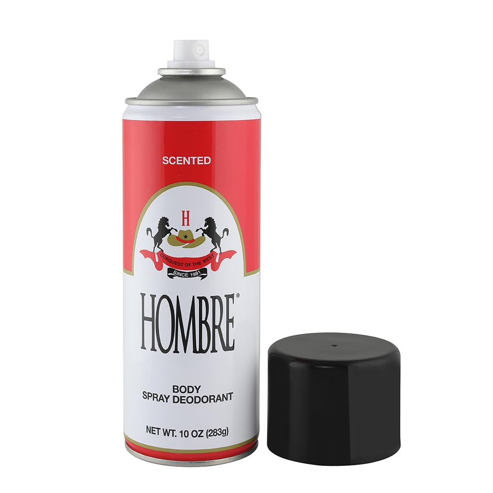 HOMBRE Red Deodorant Spray applying-on-skin shot demonstrates skin-friendly formula