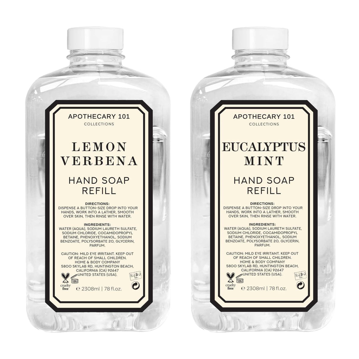 Home and Body Company Apothecary 101 Lemon Verbena refill bottle pouring for long-lasting freshness.