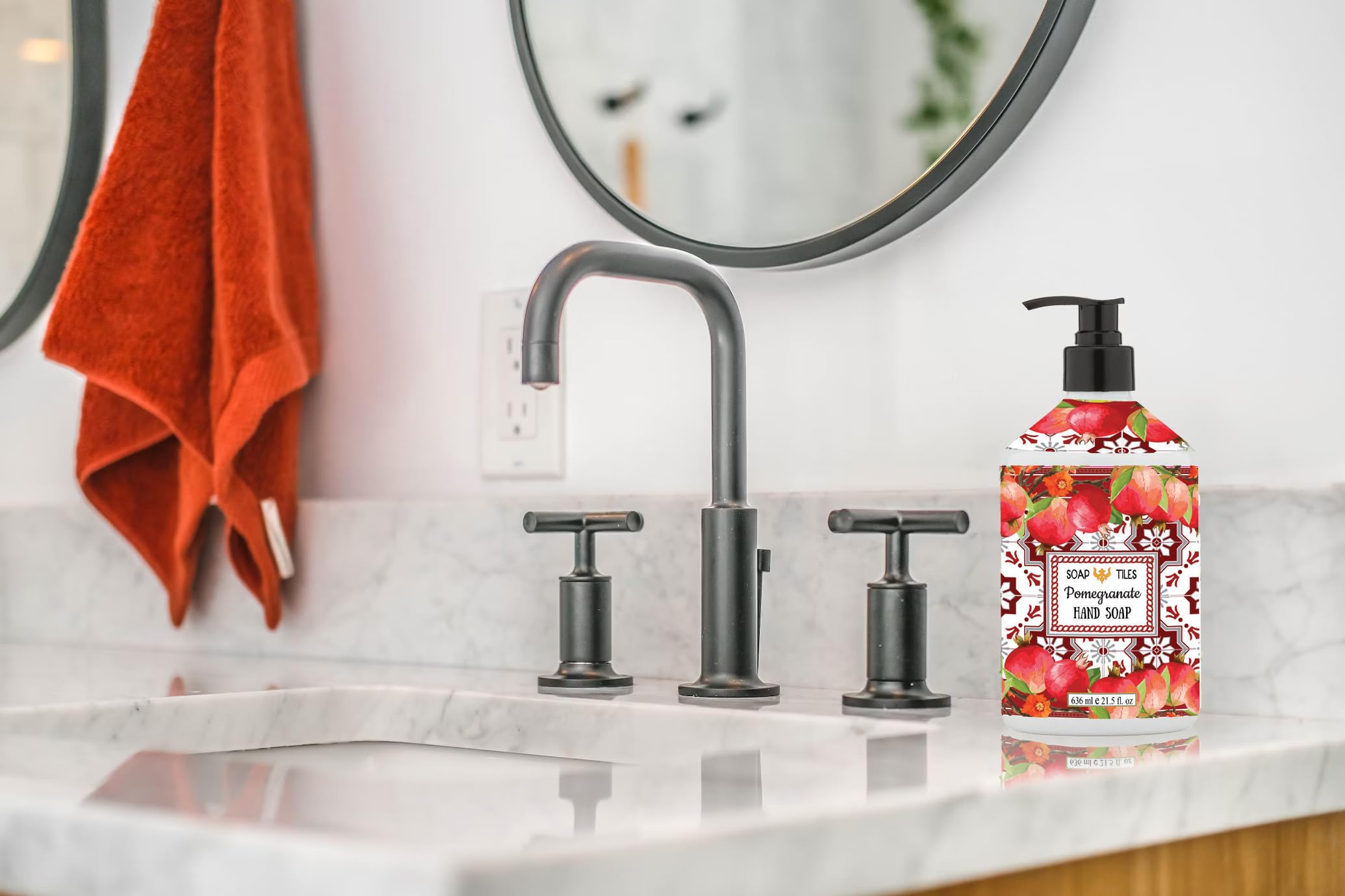Home & Body Company Meyer Lemon hand soap bottle with pump for zesty aroma.