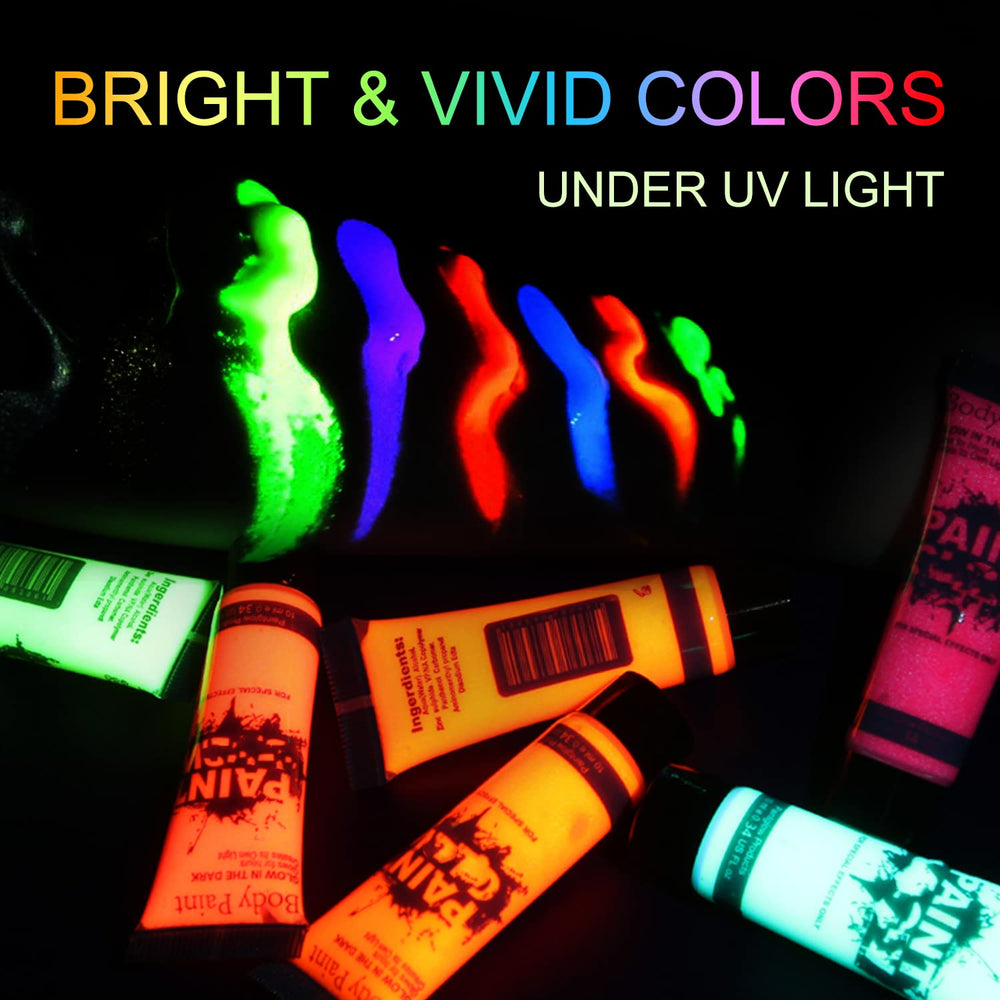 HomeHere Glow blue neon face paint tube ideal for night-time visibility