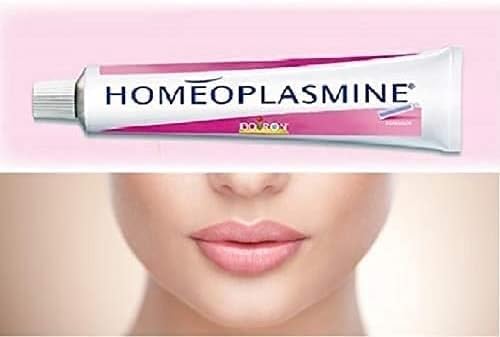 Cream texture close-up showing daily lip care with Homeoplasmine XL 40g