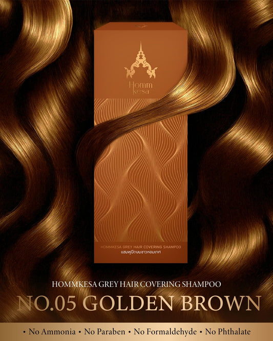 Hommkesa golden brown shade swatch for natural looking color.