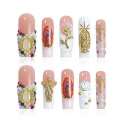 Homsera Celestial Sanctuary nails with angel wings design for formal events