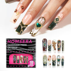 Homsera full-cover art nails offering salon-style glow with durable ABS construction at home.