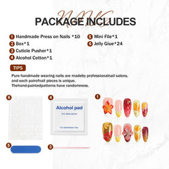 Homsera hand-painted fall winter maple design nails for seasonal flair