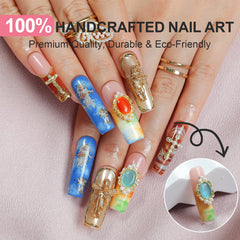 Homsera hand-painted nails with ethereal luminous base for quick, stunning manicures
