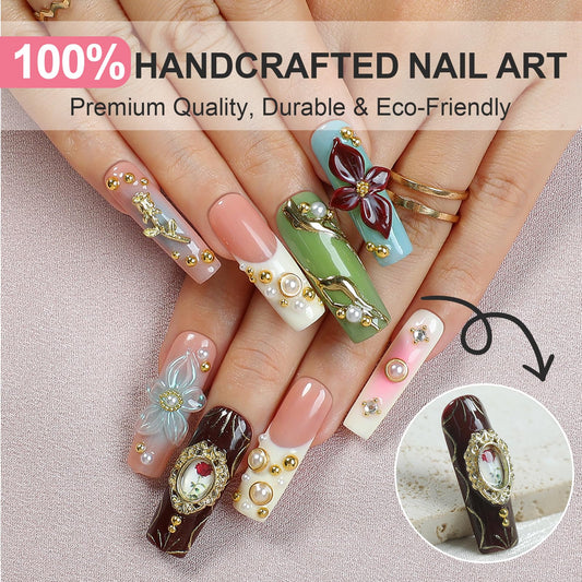 Homsera Lustrous Blossom nails with pearlescent orb detail for subtle shimmer