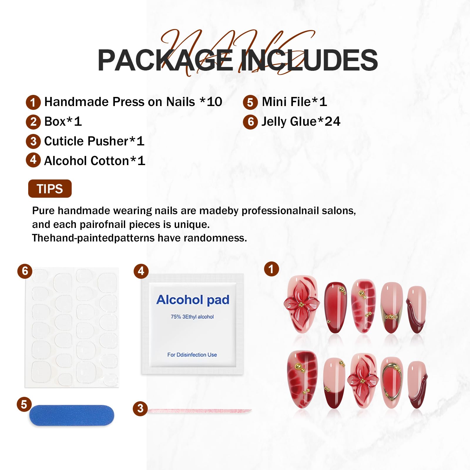 Homsera nails with adhesive tabs included for quick application