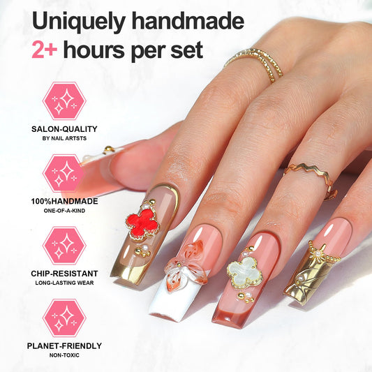 Homsera soft pink nails hand-painted close-up showcasing unique design.