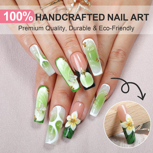 Homsera Verdant Canopy close-up detail showing luminous garden-ready nails