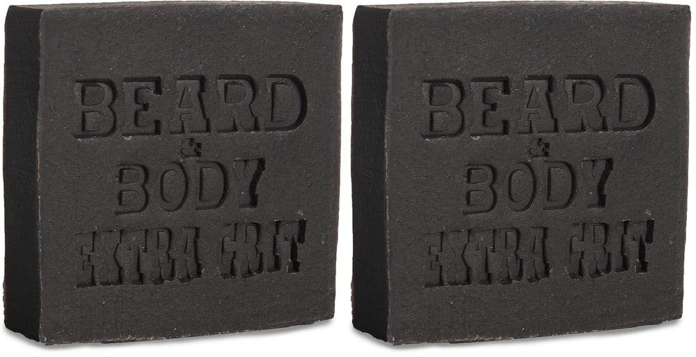 Honest Amish beard and body soap extra grit two-bar pack for exfoliating cleanse