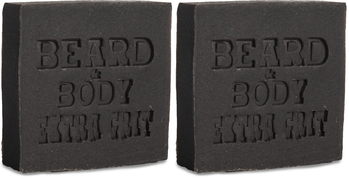 Honest Amish beard and body soap extra grit two-bar pack for exfoliating cleanse