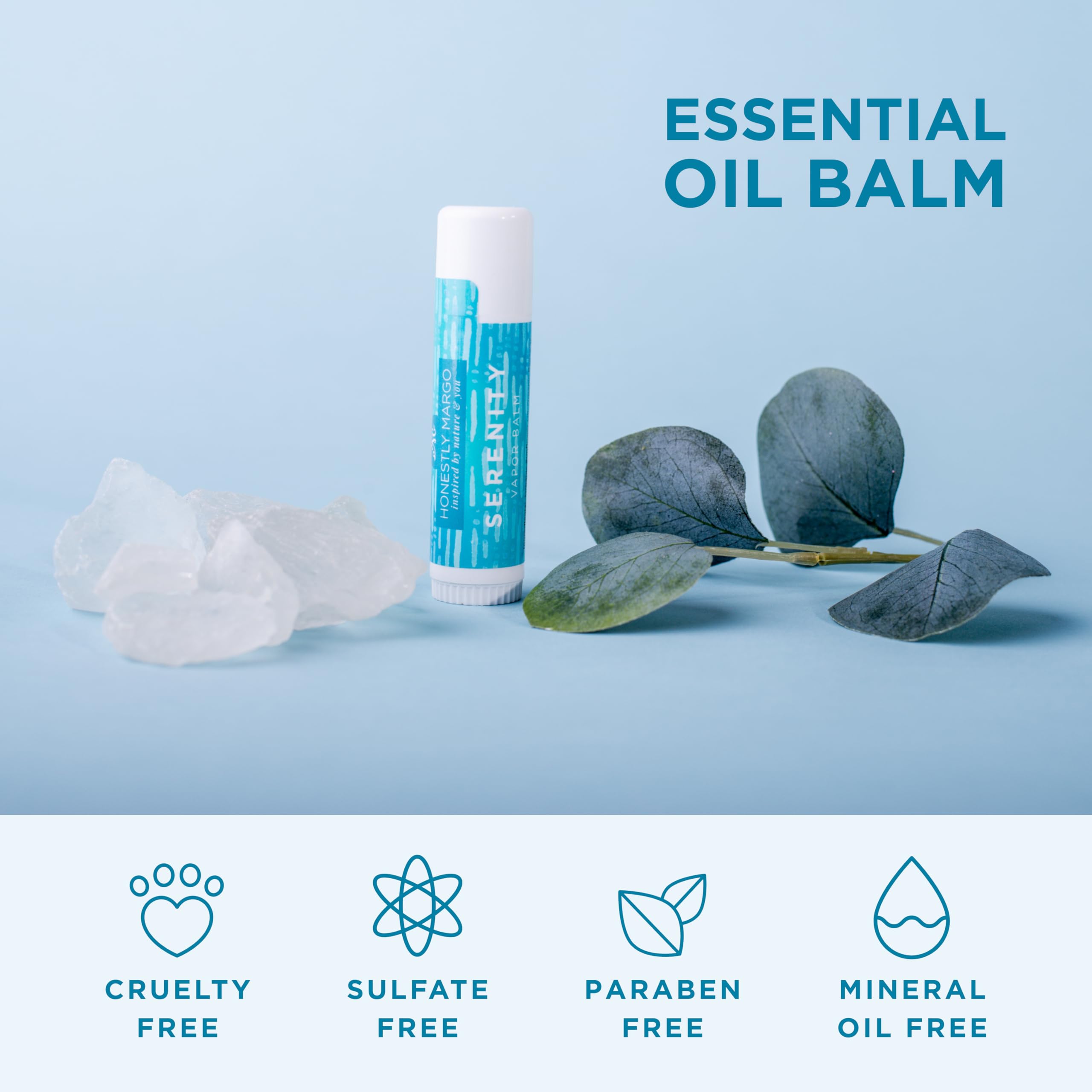 Honestly Margo balm stick featuring organic eucalyptus essential oil and clean ingredients