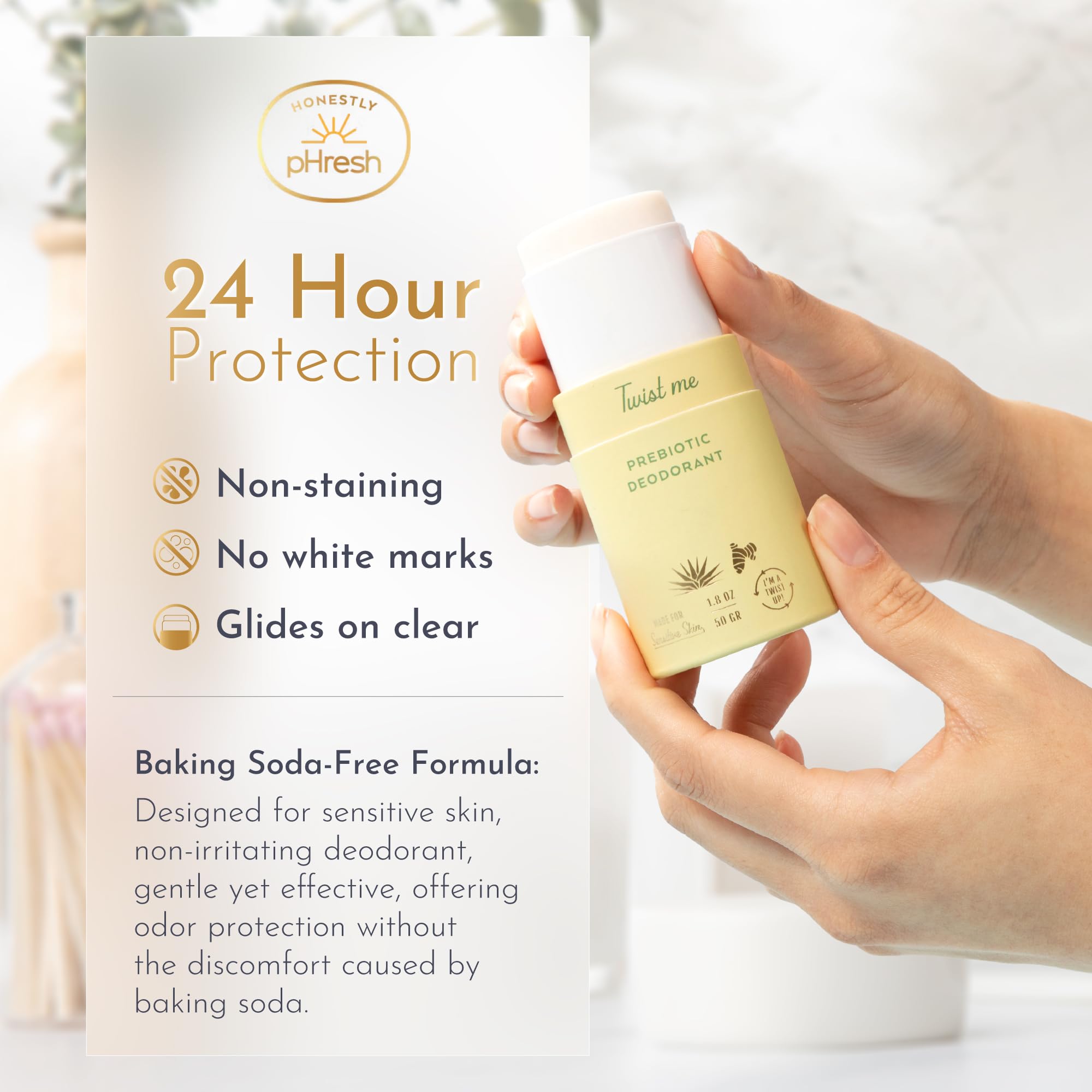 Honestly pHresh Ginger Agave twist-up on-arm application for precise coverage