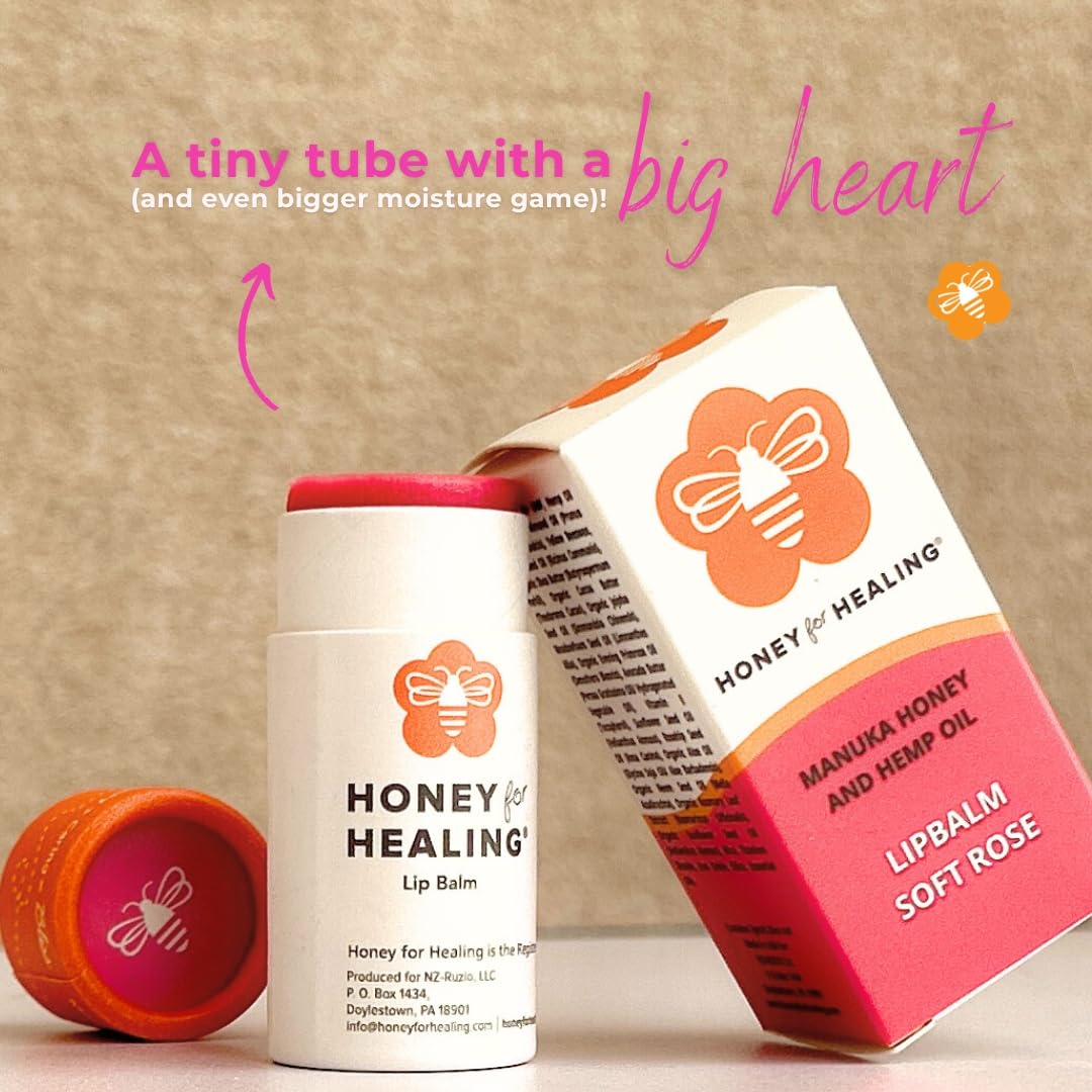 Honey for Healing Manuka Lip Balm Coconut oil blend nourishes lips through daily use.