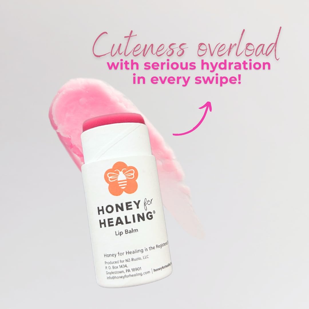 Honey for Healing Manuka Lip Balm Peach tint presents gentle warmth and lasting moisture.