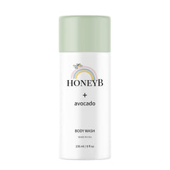 HoneyB Baby Wash-Shampoo avocado oil bottle promotes gentle cleansing for delicate baby skin.