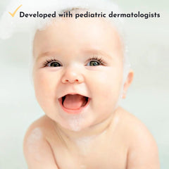 HoneyB usage pea-size application demonstrates easy, gentle cleansing for newborns.