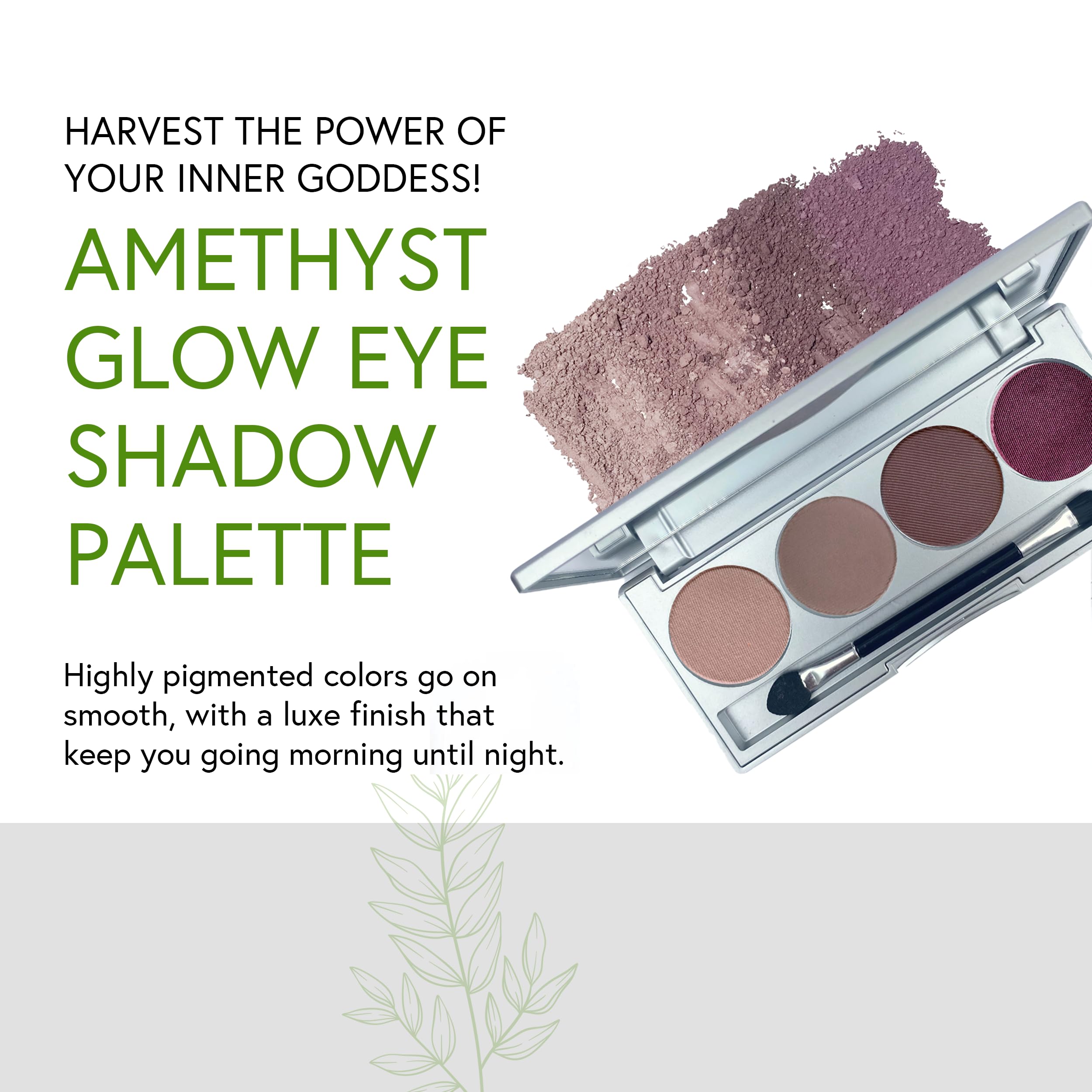 Honeybee Gardens Amethyst Glow palette open shows four rich shades for versatile looks