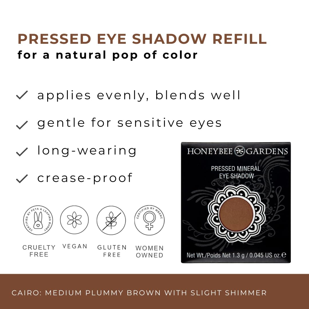 Honeybee Gardens Cairo plum brown shimmer swatch shows rich pigment and vibrant color payoff.